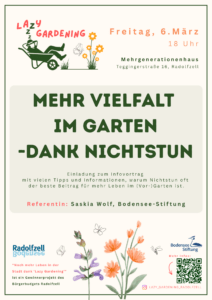 Plakt zur Bewerbung des Vortrags zu Lazy Gardening