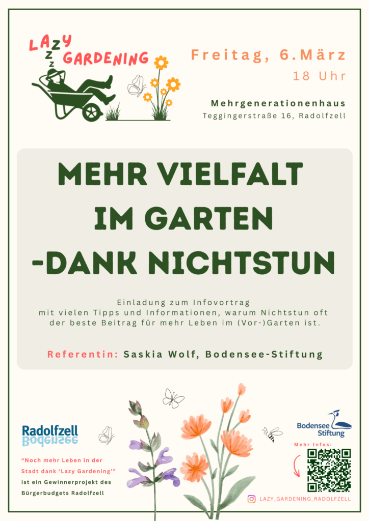 Plakt zur Bewerbung des Vortrags zu Lazy Gardening