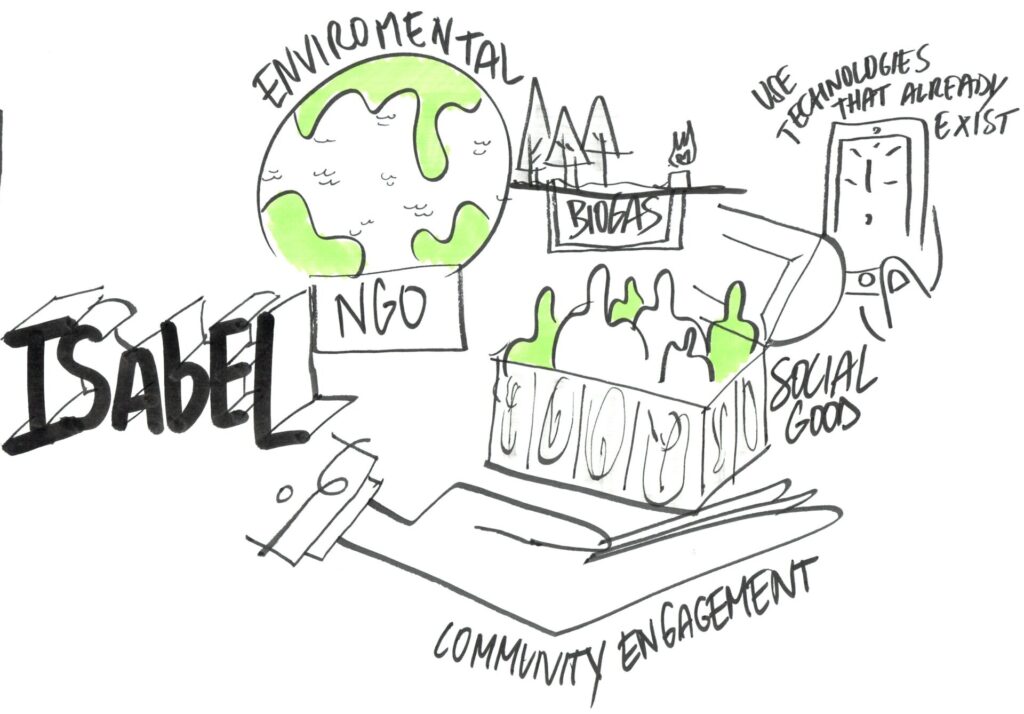Cartoon-Zeichnung, die das Projekt Isabel illustriert.