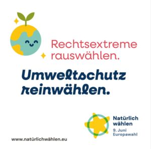 Auf dem Bild sieht man ein Plakat mit dem Schriftzug "Rechtsextreme rauswählen. Umweltschutz reinwählen.