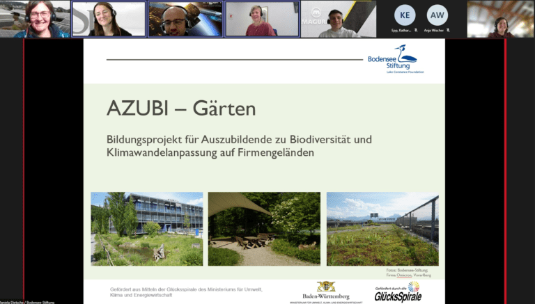 Zoom-Meeting: Auf dem geteilten Bildschirm steht "AZUBI-Gärten".